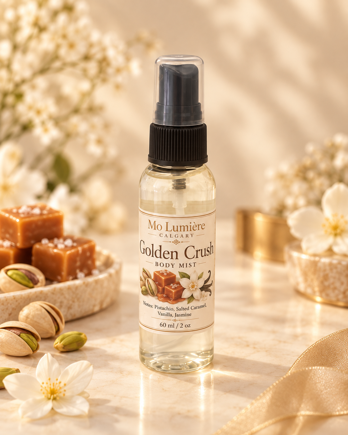 Golden Crush Body Mist – Pistachio Salted Caramel Fragrance Spray