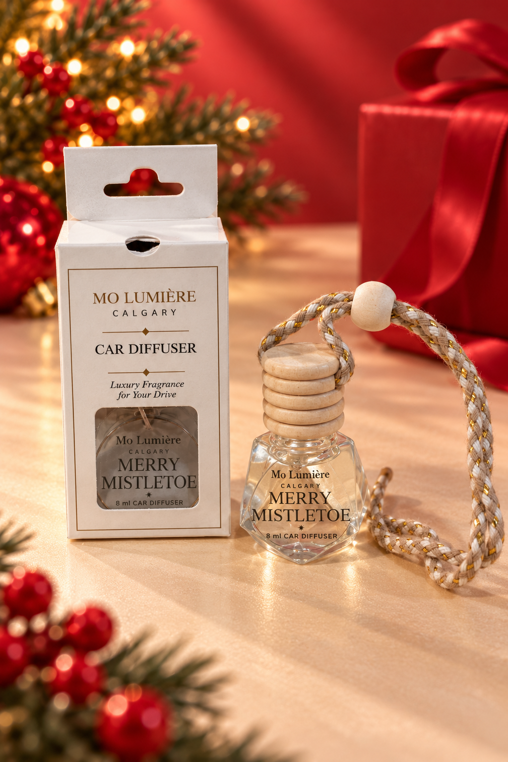 Merry Mistletoe Car Diffuser | Cranberry & Winter Evergreen Hanging Car Air Freshener