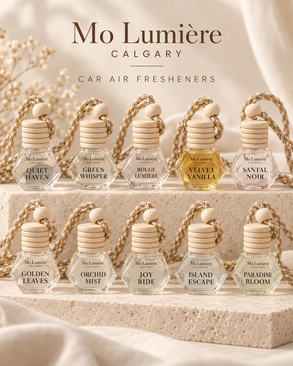 Mo Lumière hanging car diffuser fragrance collection