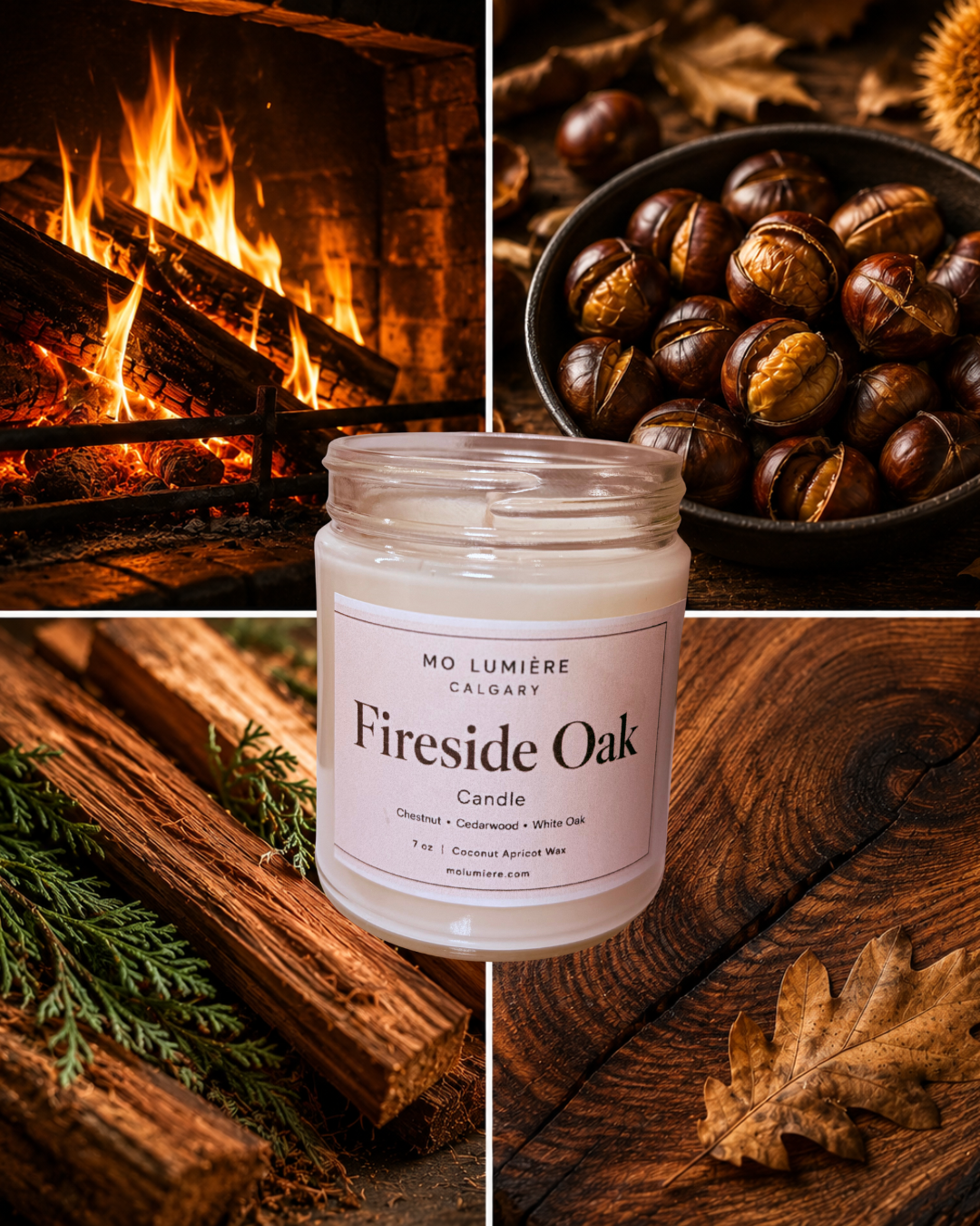 Fireside Oak Candle – Chestnut & Cedarwood Woody Candle