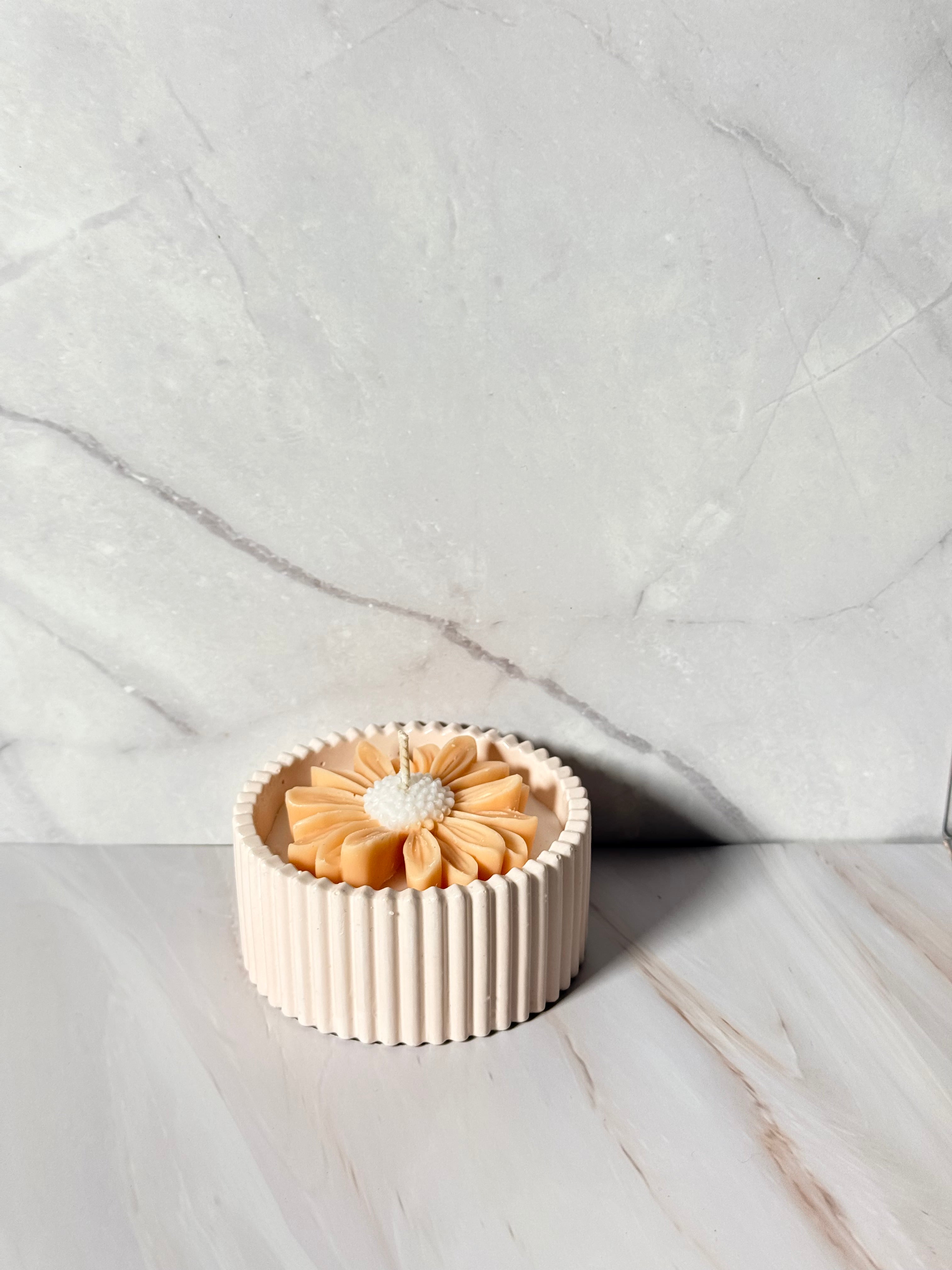 Daisy Dew — Fresh Floral Coconut Apricot Candle in Handmade Vessel