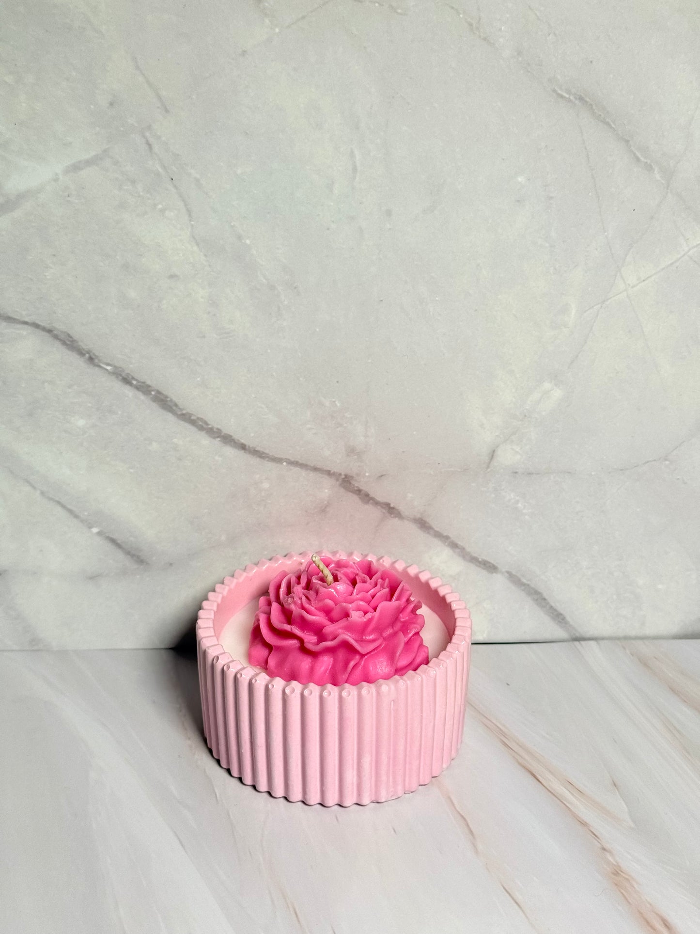 Blush Petals — Pink Floral Coconut Apricot wax Candle in Handmade Vessel