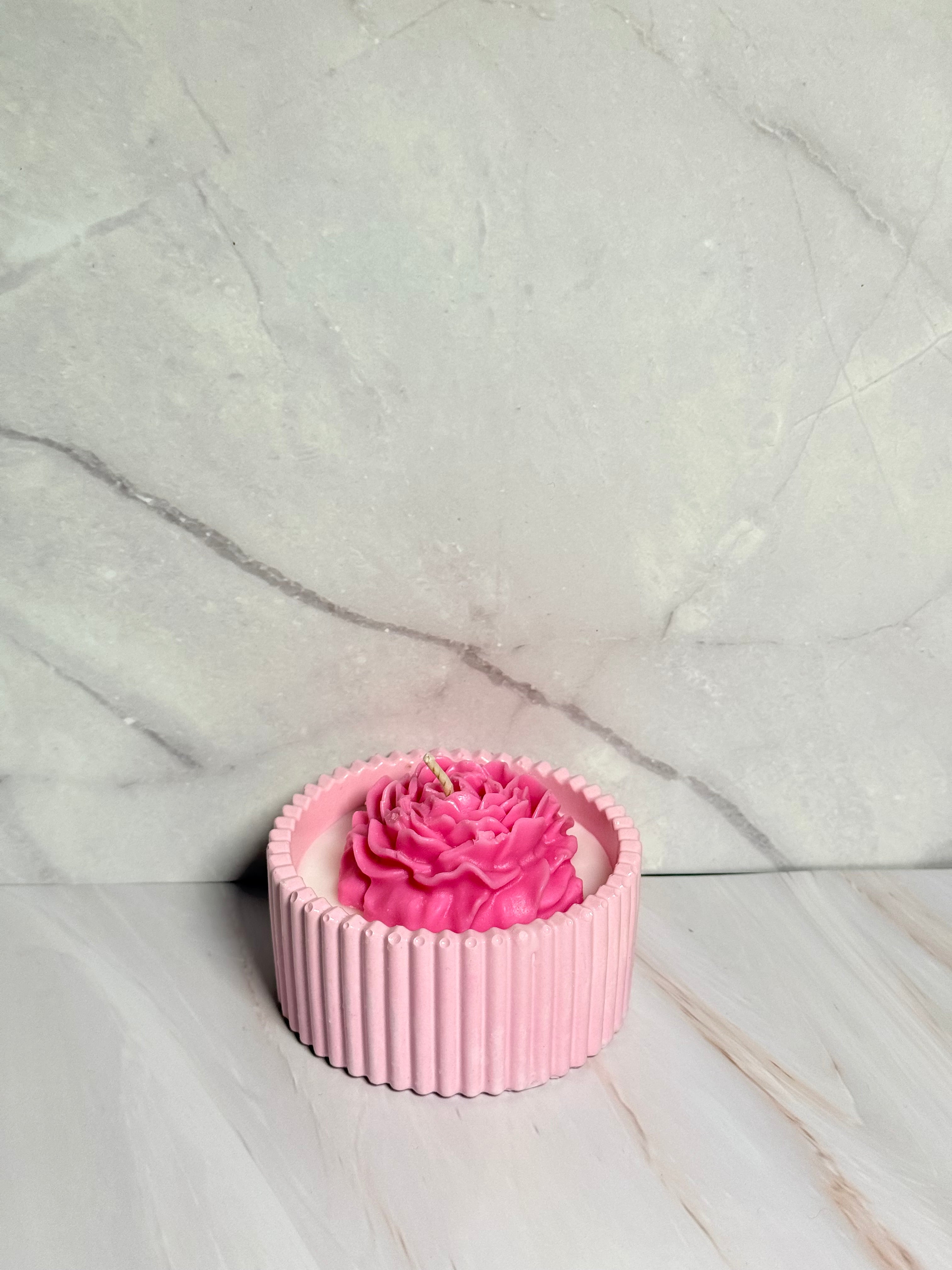 Blush Petals — Pink Floral Coconut Apricot wax Candle in Handmade Vessel