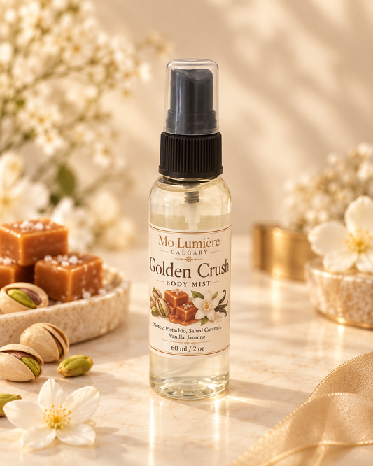Golden Crush Body Mist – Pistachio Salted Caramel Fragrance Spray