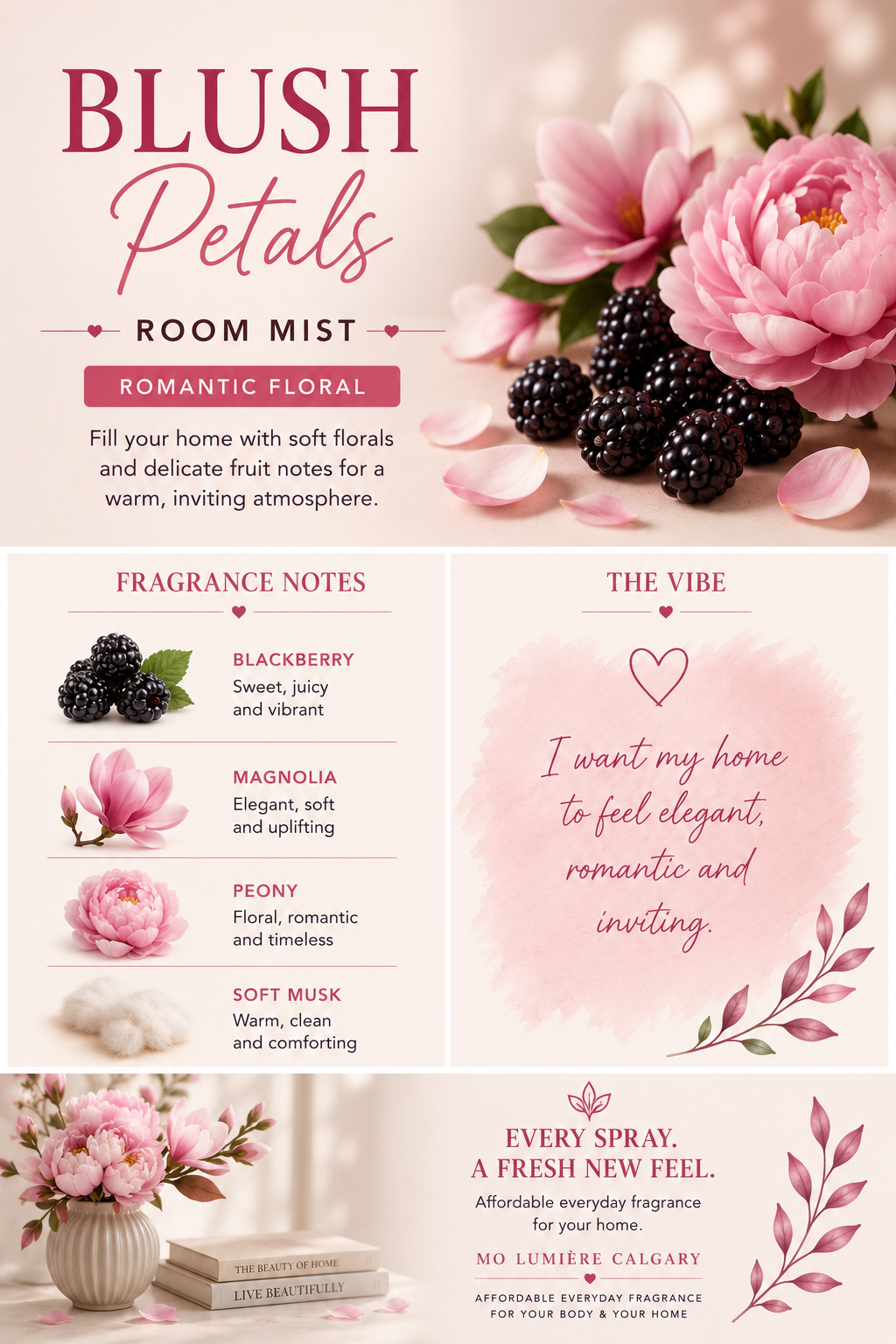 🌸 Blush Petals Room Mist | Romantic Floral Home Fragrance