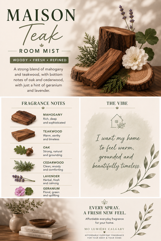 🌳 Maison Teak Room Mist | Modern Woods Home Fragrance