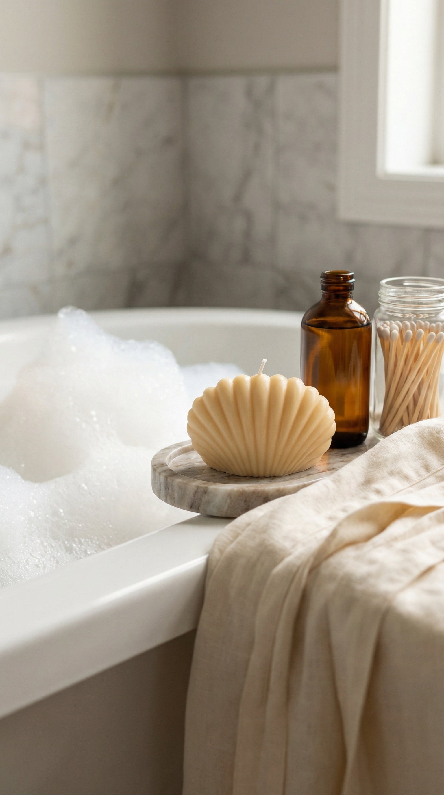 Pearl Shell Sculpted Candle | Soft Glow Collection | Mo Lumière