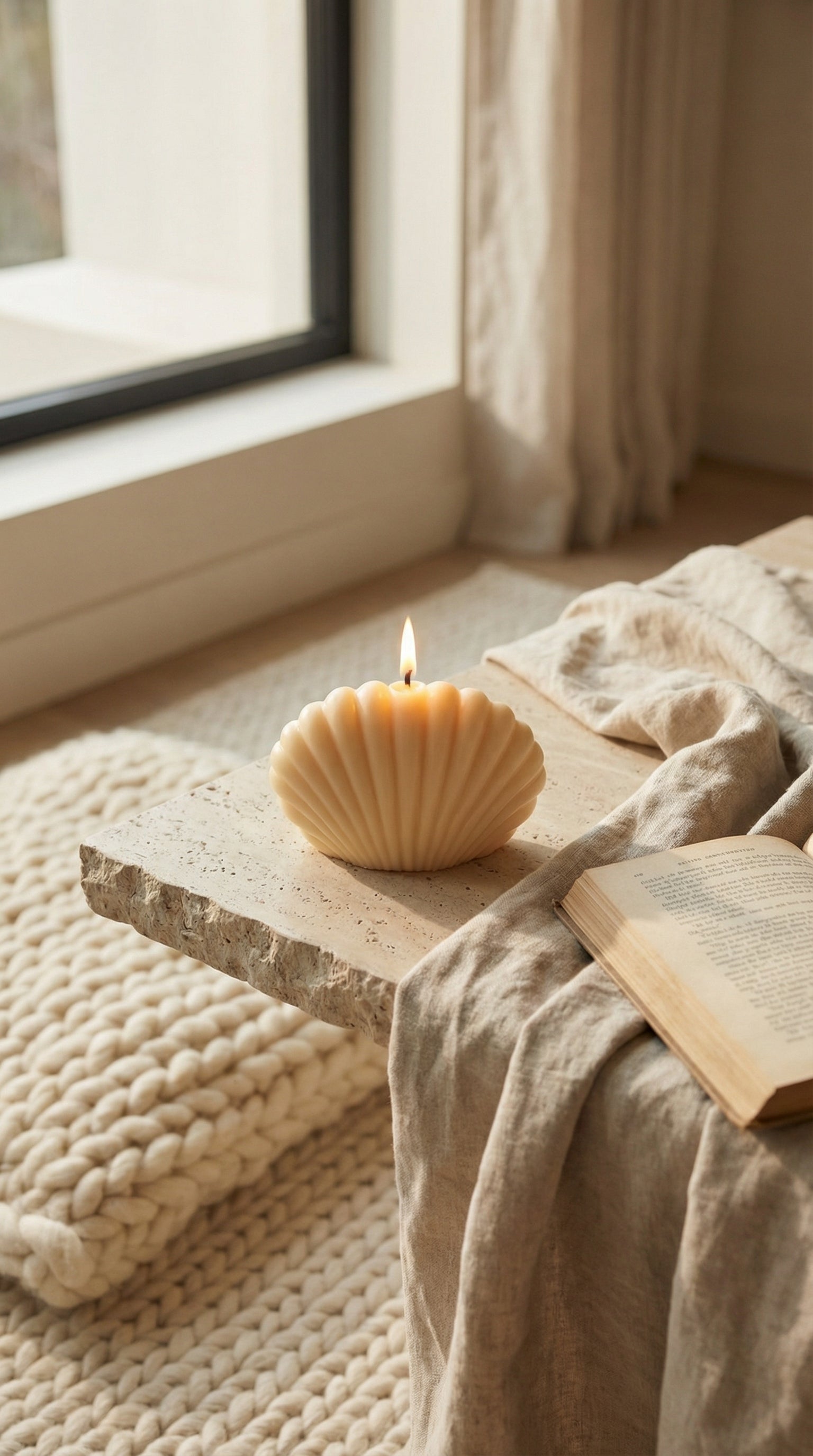 Pearl Shell Sculpted Candle | Soft Glow Collection | Mo Lumière