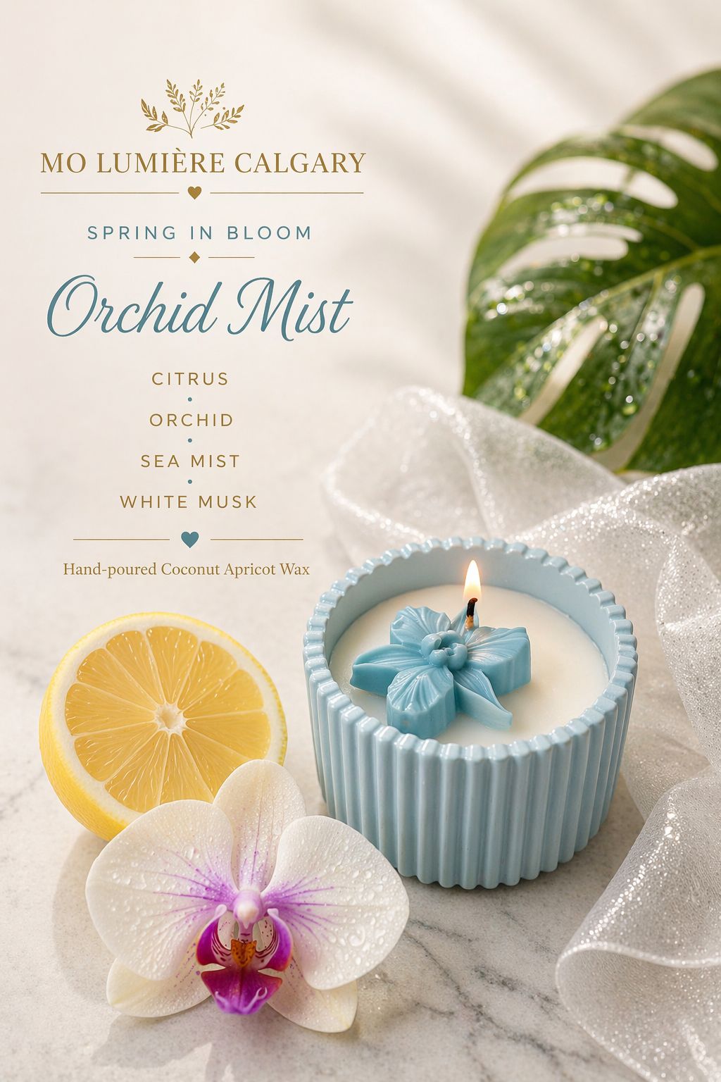 Orchid Mist — Soft Floral Coconut Apricot Candle in Handmade Vessel