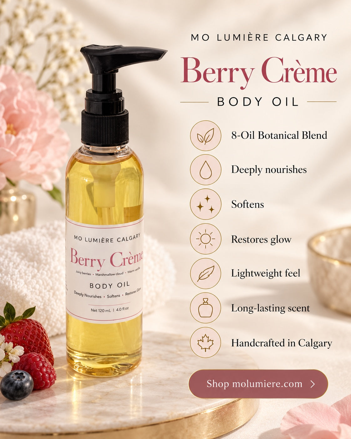Mo Lumière Berry Crème Body Oil 120 ml — benefits