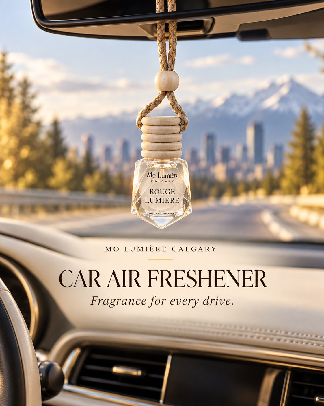Rouge Lumière car air freshener hanging inside a car